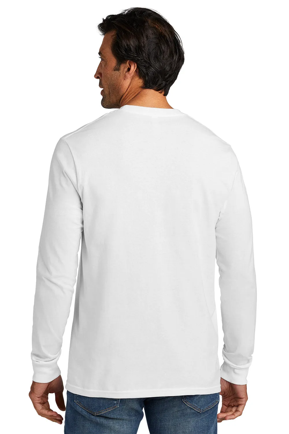 Volunteer Knitwear Mens USA Made All American Long Sleeve Crewneck T-Shirt - White Clothing Volunteer-Knitwear