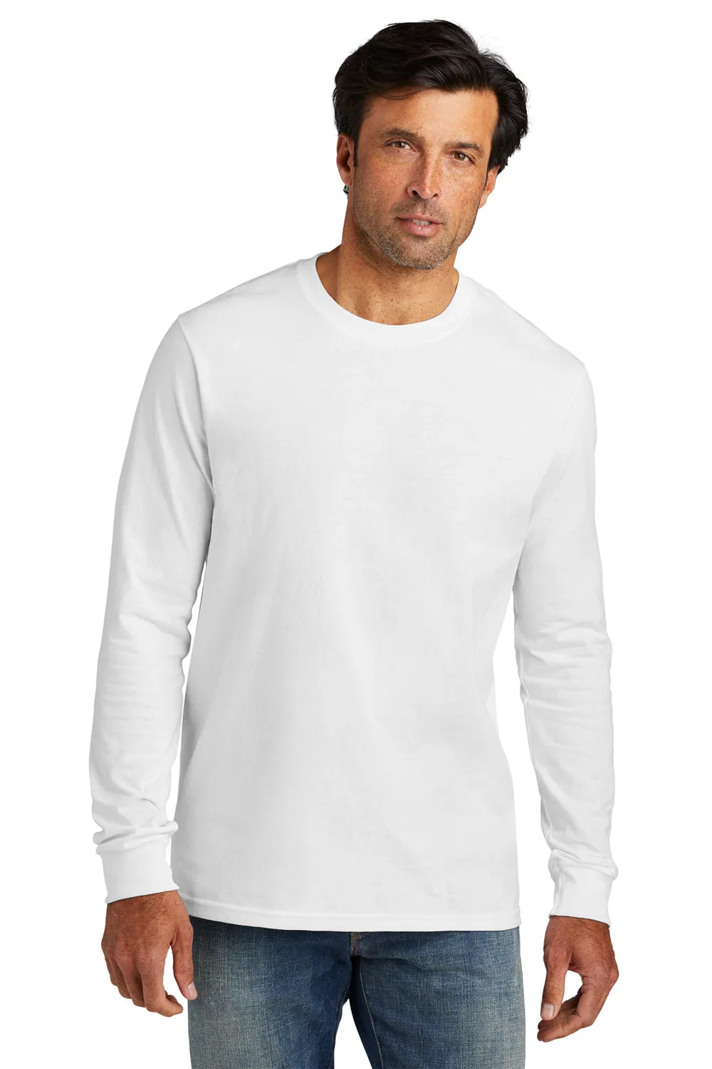 Volunteer Knitwear Mens USA Made All American Long Sleeve Crewneck T-Shirt - White Clothing Volunteer-Knitwear