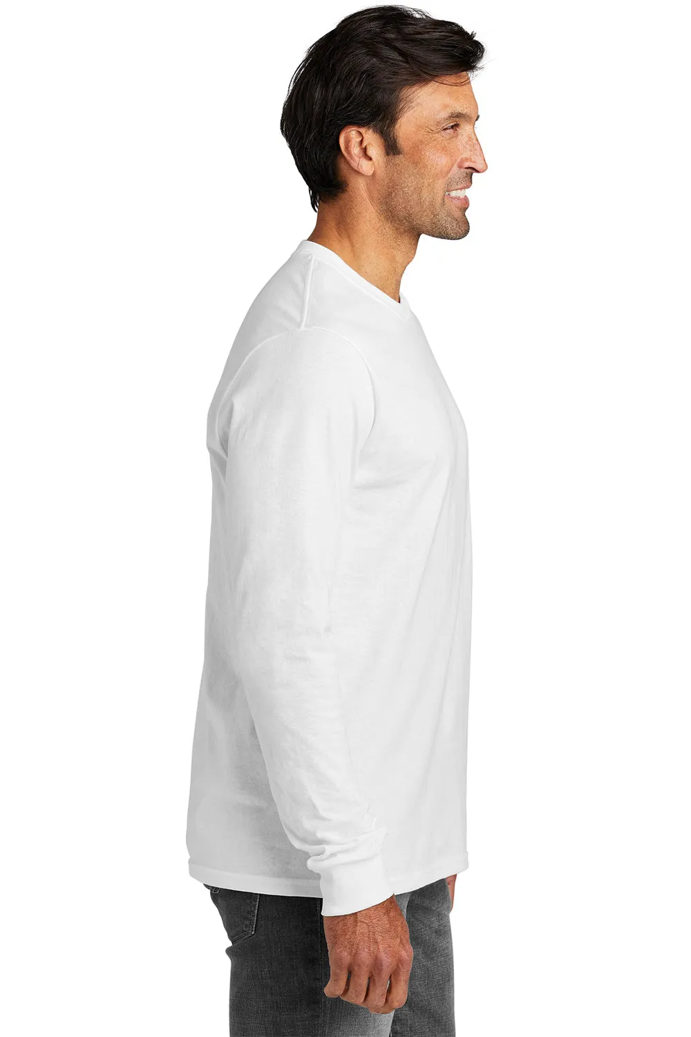 Volunteer Knitwear Mens USA Made All American Long Sleeve Crewneck T-Shirt - White Clothing Volunteer-Knitwear