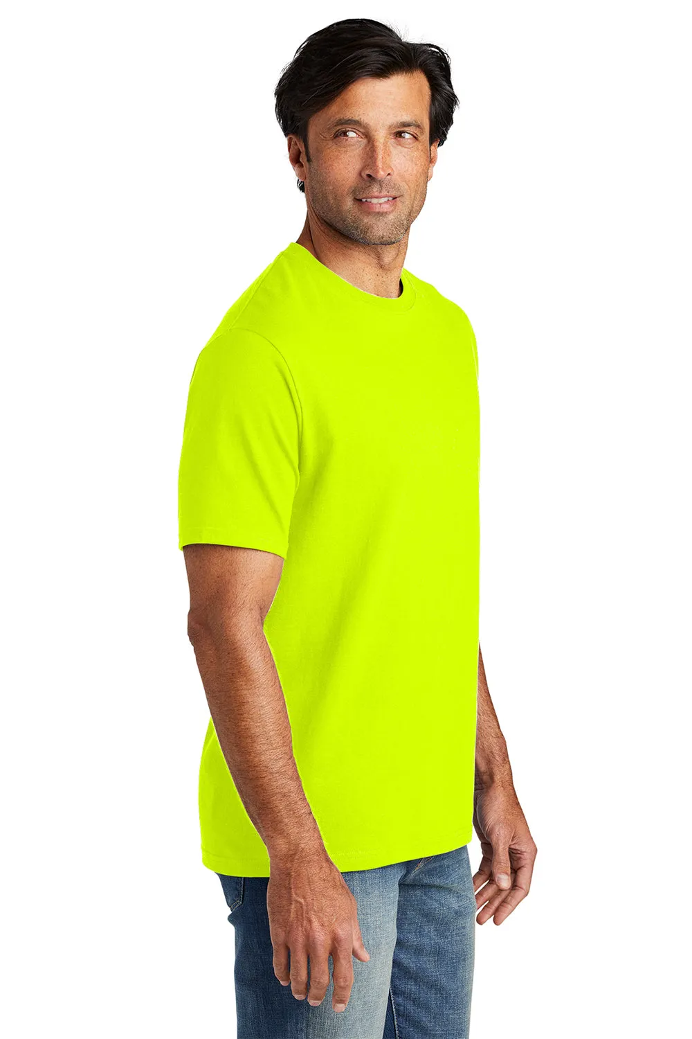 Volunteer Knitwear Mens USA Made All American Short Sleeve Crewneck T-Shirt - Safety Green Clothing Volunteer-Knitwear