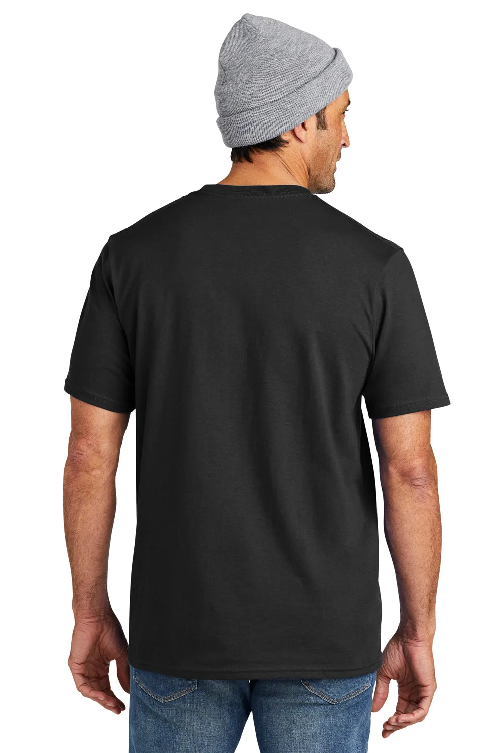 Volunteer Knitwear Mens USA Made All American Short Sleeve Crewneck T-Shirt w/ Pocket - Deep Black Clothing Volunteer-Knitwear