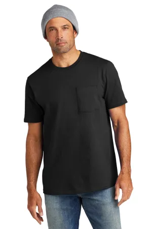 Volunteer Knitwear Mens USA Made All American Short Sleeve Crewneck T-Shirt w/ Pocket - Deep Black Clothing Volunteer-Knitwear