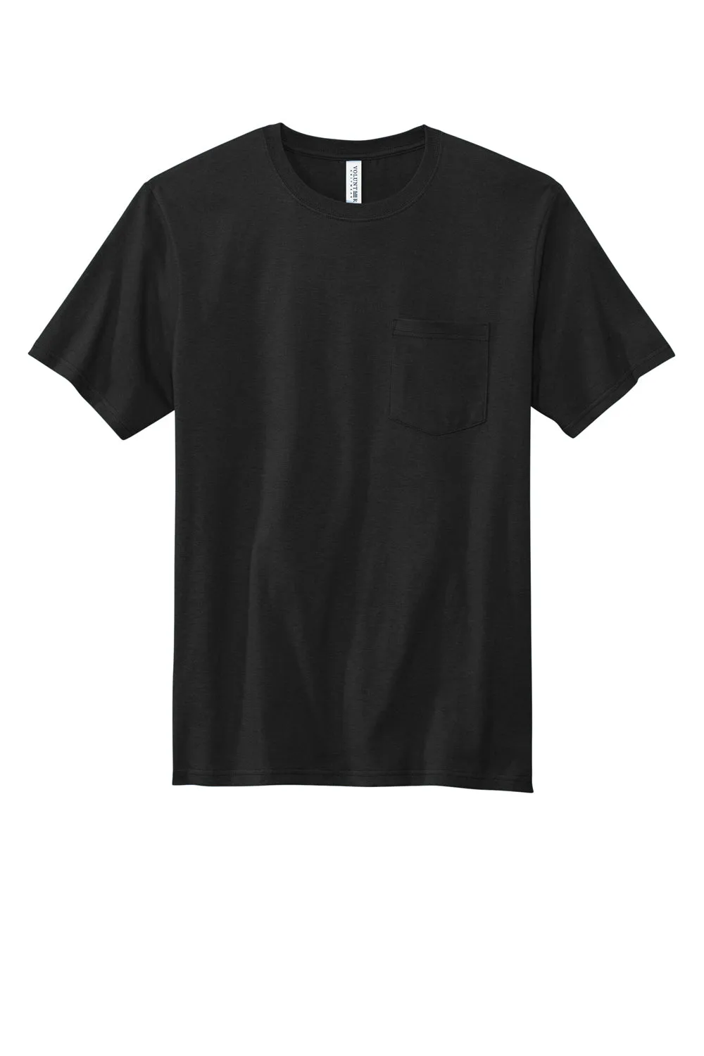 Volunteer Knitwear Mens USA Made All American Short Sleeve Crewneck T-Shirt w/ Pocket - Deep Black Clothing Volunteer-Knitwear