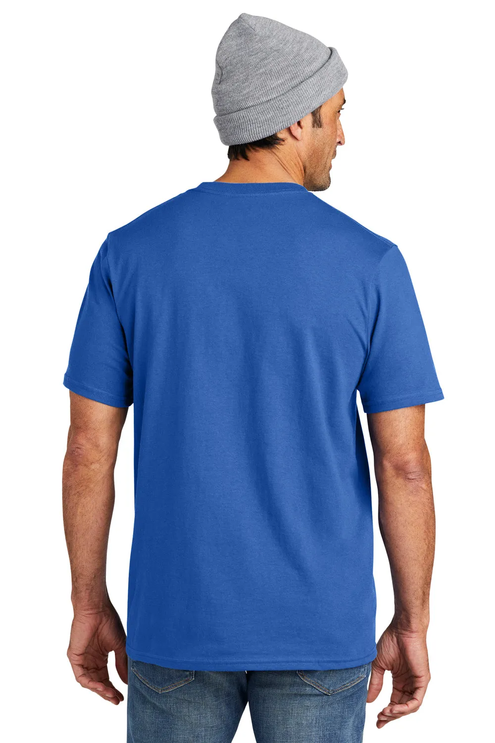 Volunteer Knitwear Mens USA Made All American Short Sleeve Crewneck T-Shirt w/ Pocket - True Royal Blue Clothing Volunteer-Knitwear
