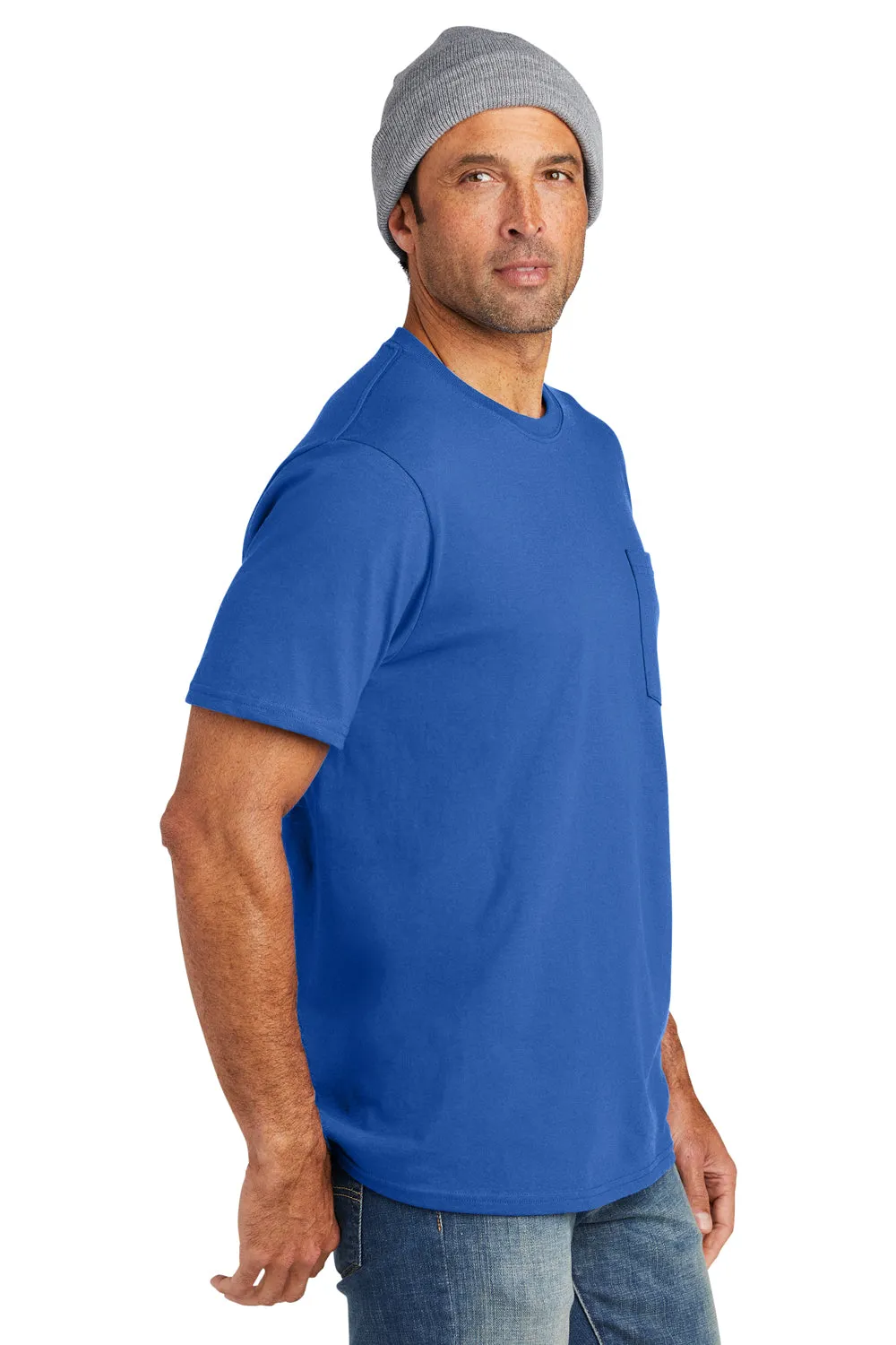 Volunteer Knitwear Mens USA Made All American Short Sleeve Crewneck T-Shirt w/ Pocket - True Royal Blue Clothing Volunteer-Knitwear