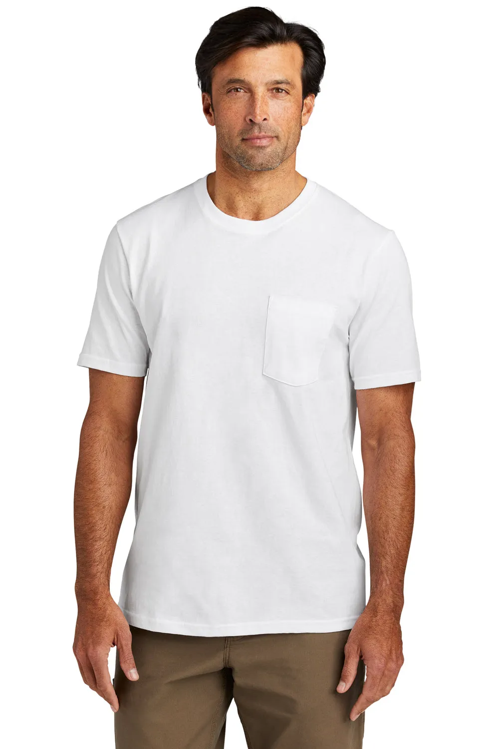 Volunteer Knitwear Mens USA Made All American Short Sleeve Crewneck T-Shirt w/ Pocket - White Clothing Volunteer-Knitwear