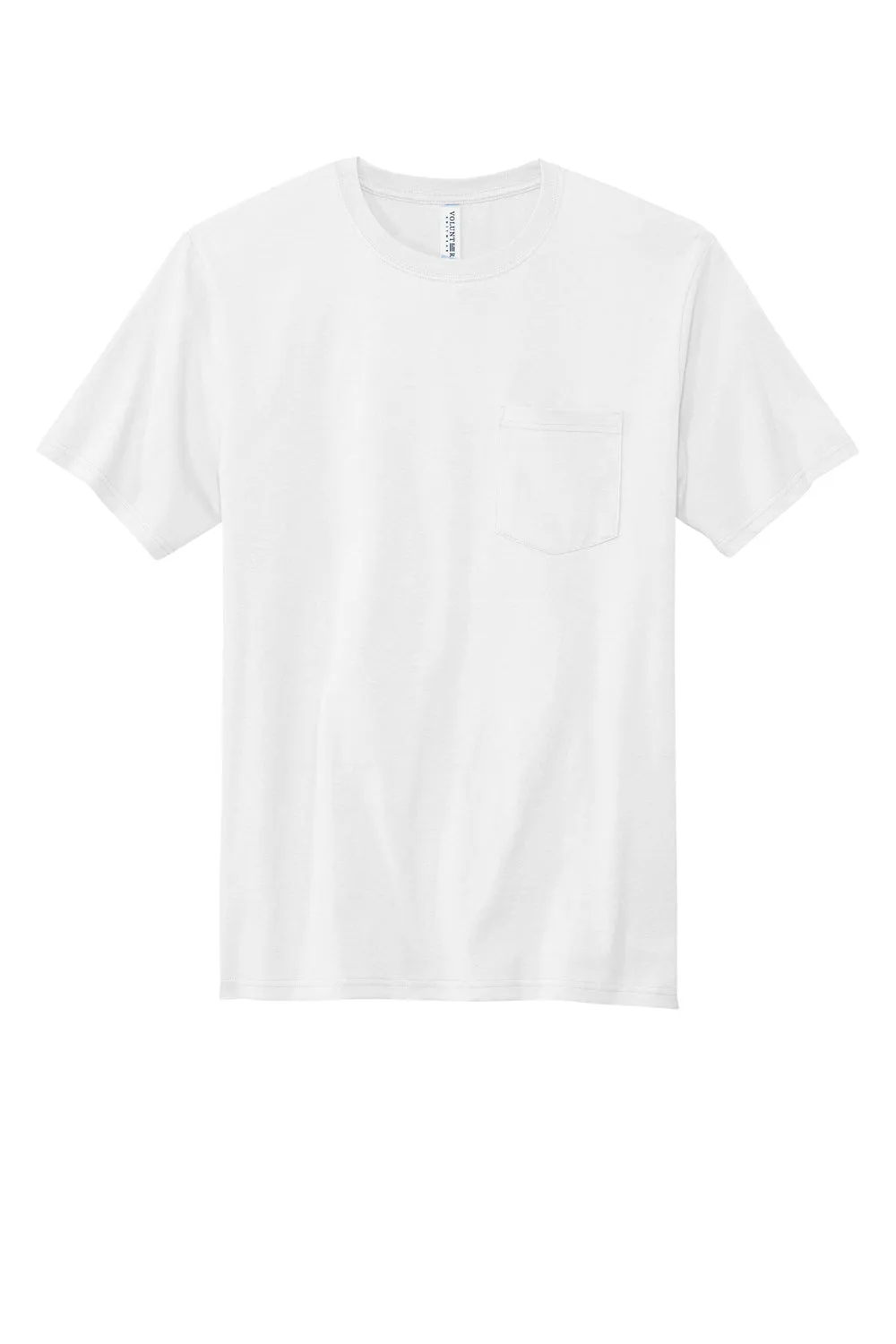 Volunteer Knitwear Mens USA Made All American Short Sleeve Crewneck T-Shirt w/ Pocket - White Clothing Volunteer-Knitwear