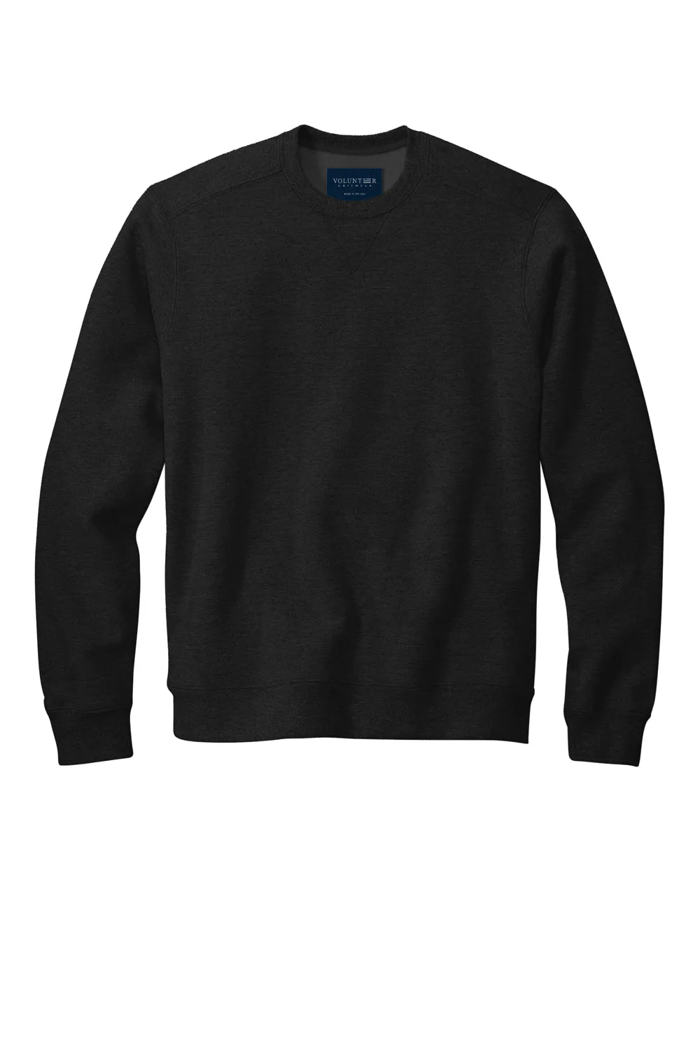 Volunteer Knitwear Mens USA Made Chore Fleece Crewneck Sweatshirt - Deep Black