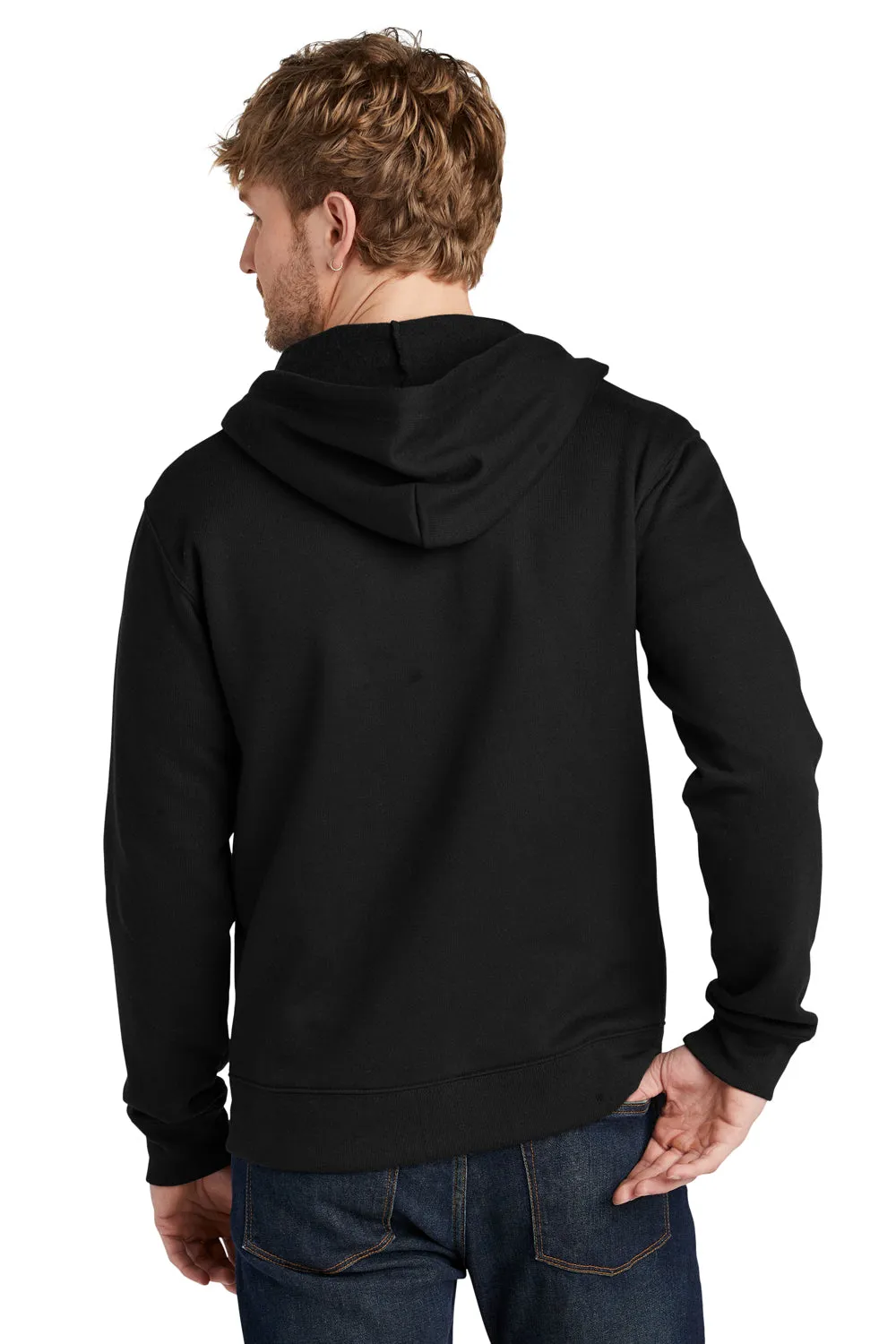Volunteer Knitwear Mens USA Made Chore Fleece Full Zip Hooded Sweatshirt Hoodie w/ Pockets - Deep Black