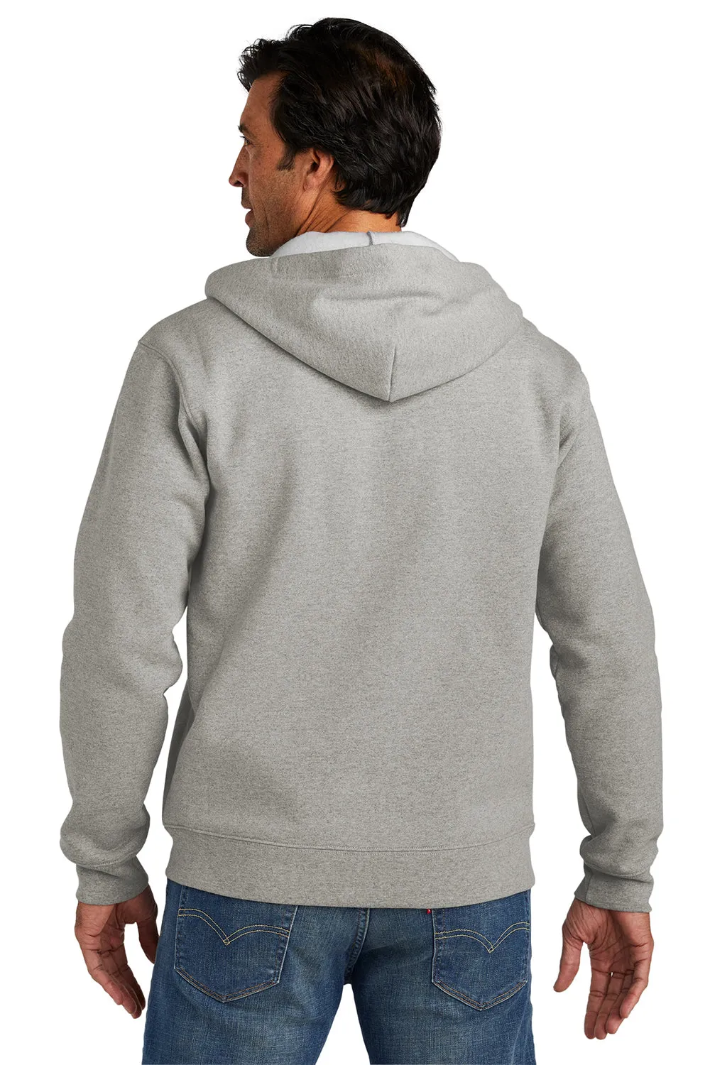 Volunteer Knitwear Mens USA Made Chore Fleece Full Zip Hooded Sweatshirt Hoodie w/ Pockets - Heather Grey