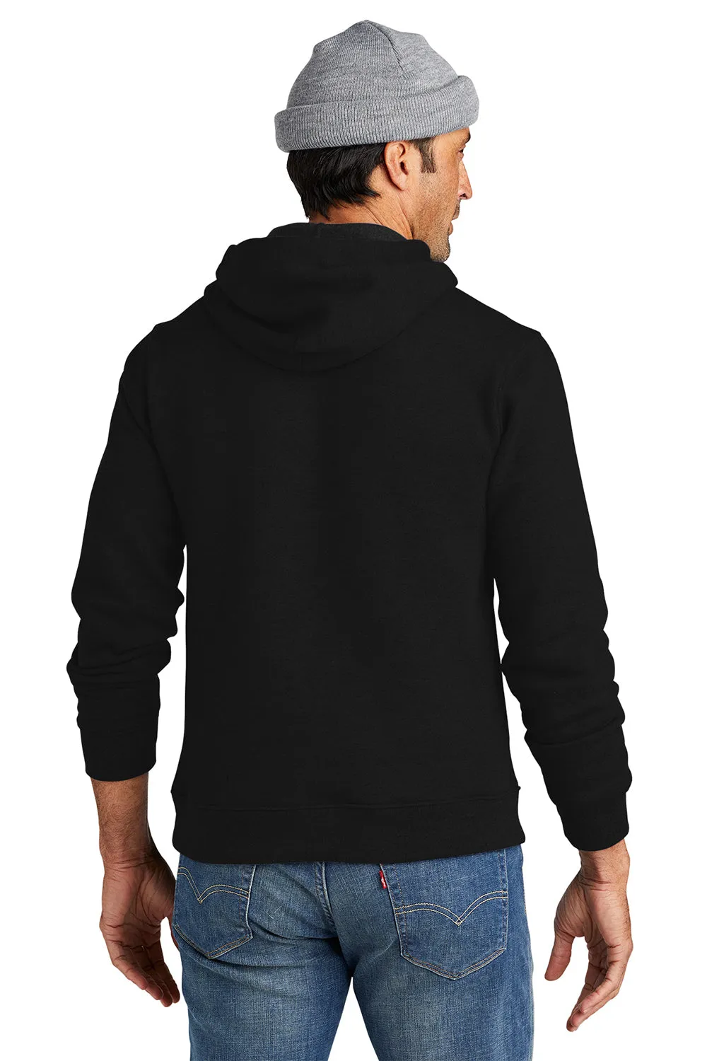 Volunteer Knitwear Mens USA Made Chore Fleece Hooded Sweatshirt Hoodie w/ Pouch Pocket - Deep Black