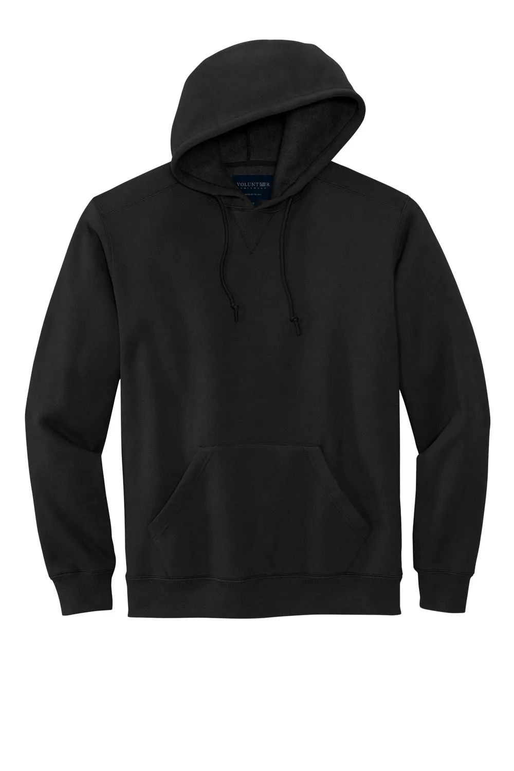 Volunteer Knitwear Mens USA Made Chore Fleece Hooded Sweatshirt Hoodie w/ Pouch Pocket - Deep Black