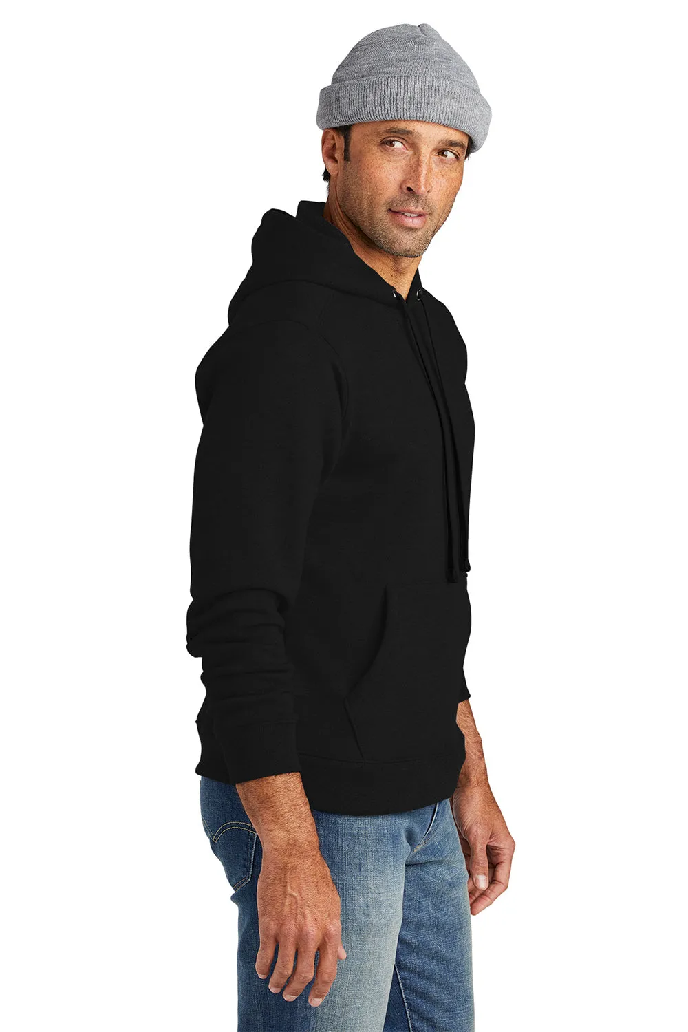 Volunteer Knitwear Mens USA Made Chore Fleece Hooded Sweatshirt Hoodie w/ Pouch Pocket - Deep Black