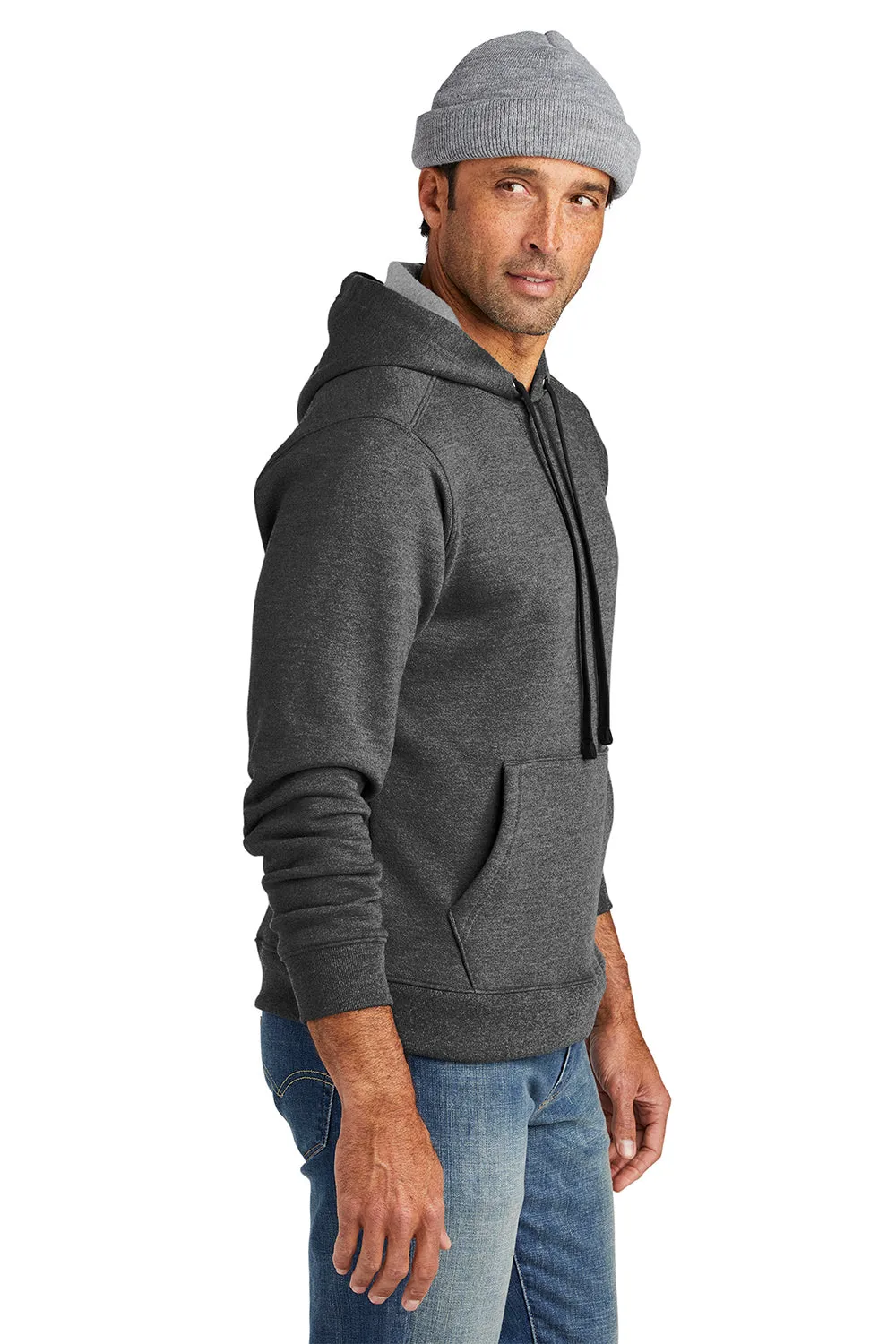 Volunteer Knitwear Mens USA Made Chore Fleece Hooded Sweatshirt Hoodie w/ Pouch Pocket - Heather Charcoal Grey
