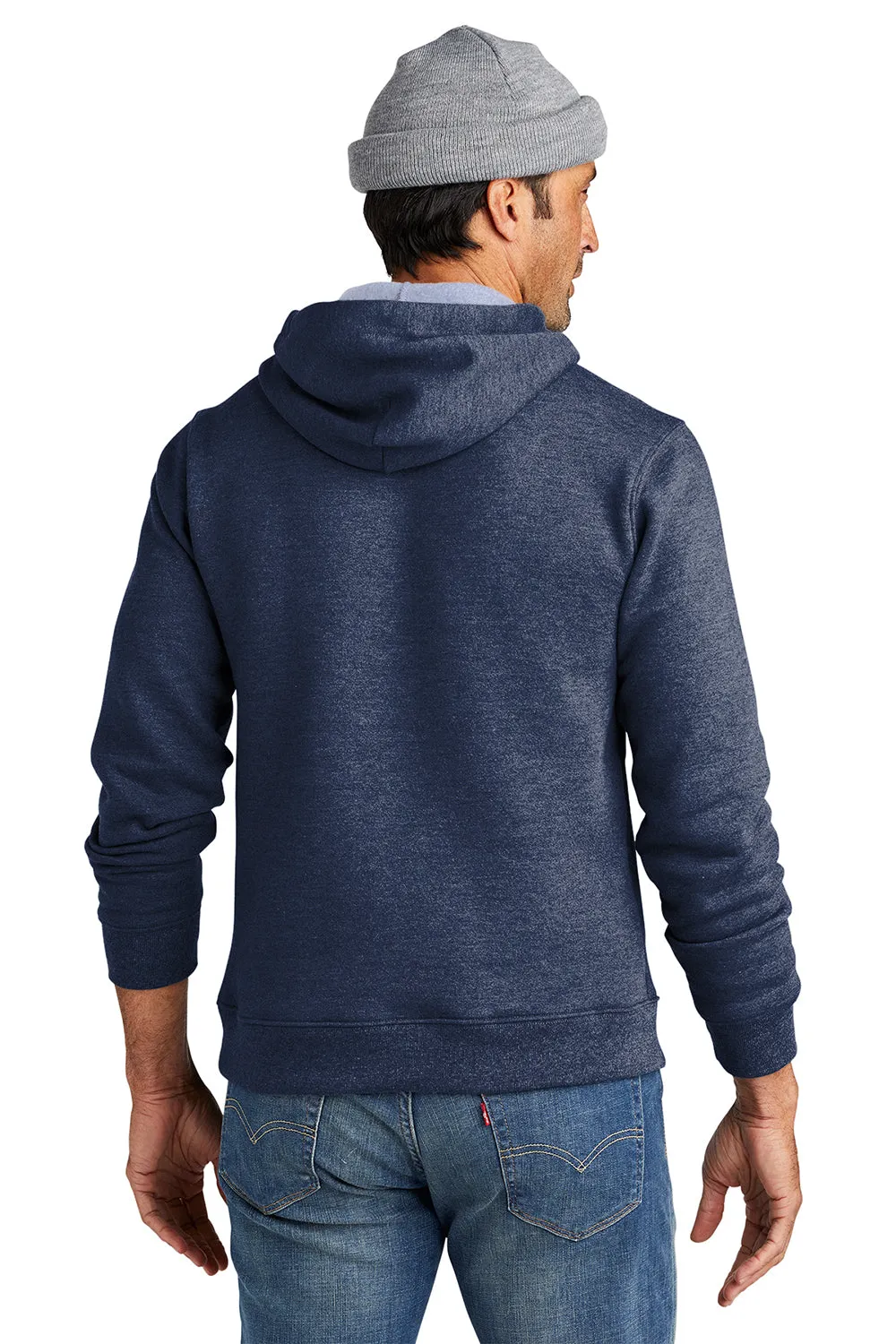 Volunteer Knitwear Mens USA Made Chore Fleece Hooded Sweatshirt Hoodie w/ Pouch Pocket - Heather Strong Navy Blue
