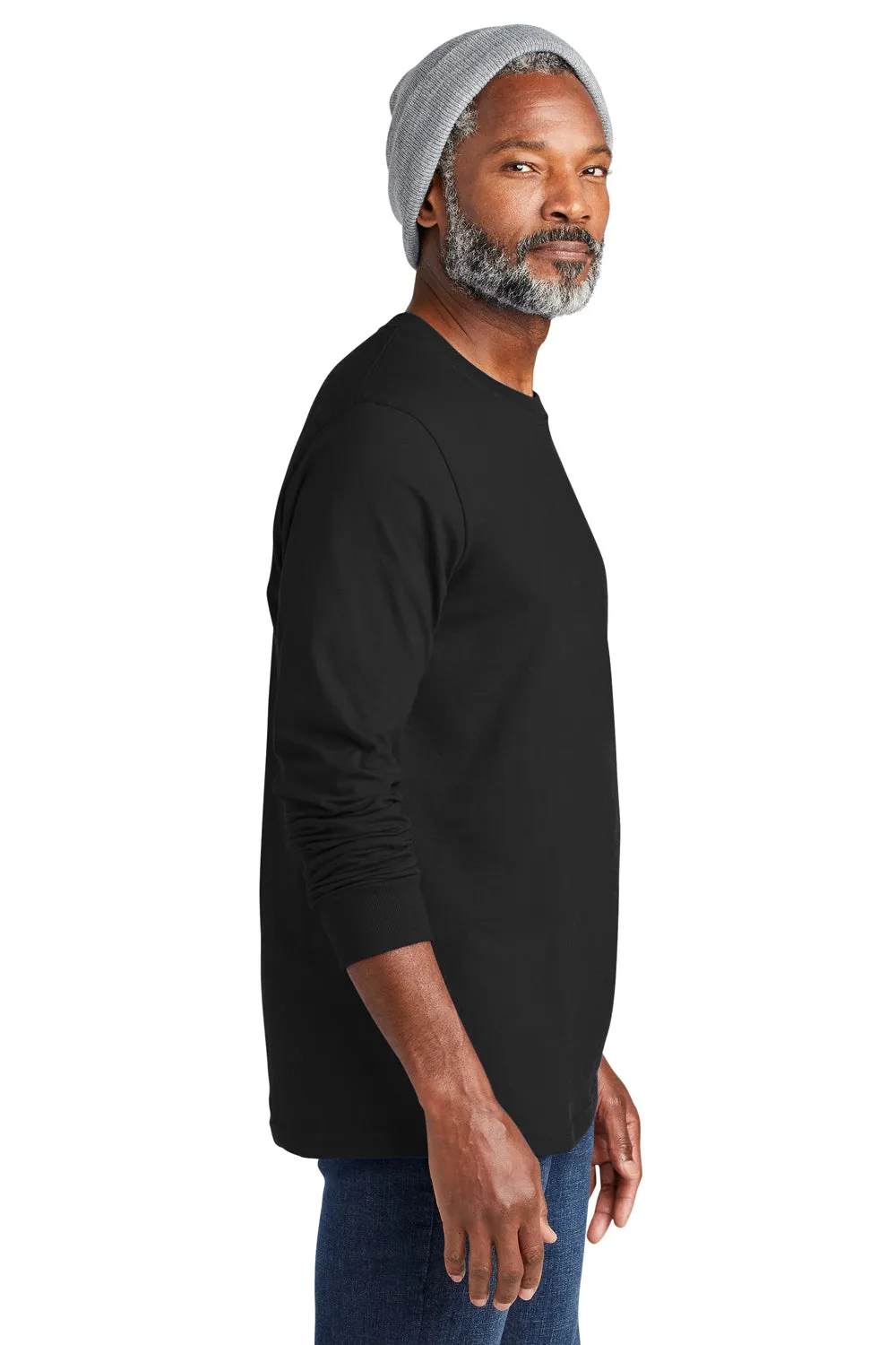 Volunteer Knitwear Mens USA Made Chore Long Sleeve Crewneck T-Shirt - Deep Black Clothing Volunteer-Knitwear