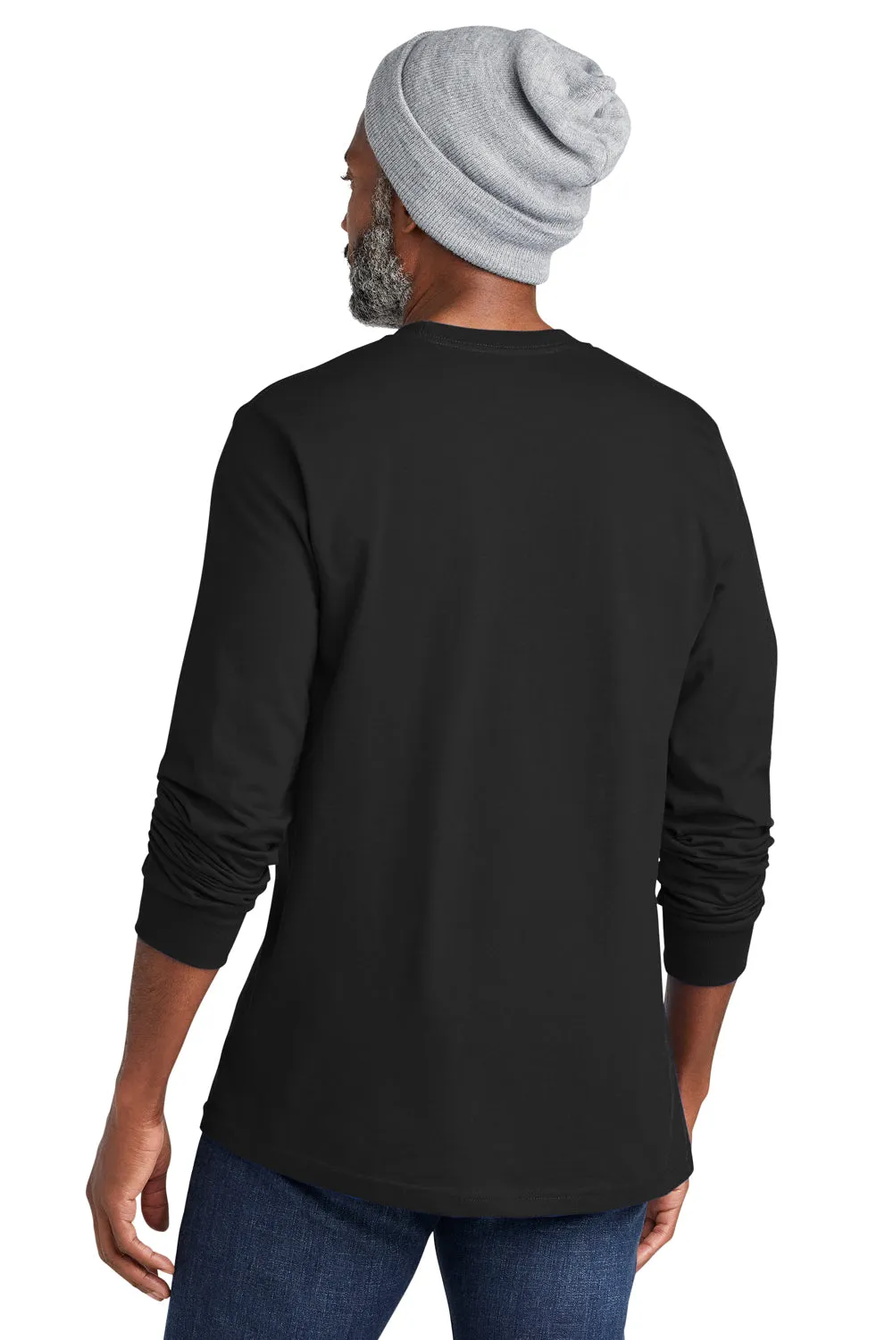 Volunteer Knitwear Mens USA Made Chore Long Sleeve Crewneck T-Shirt - Deep Black Clothing Volunteer-Knitwear