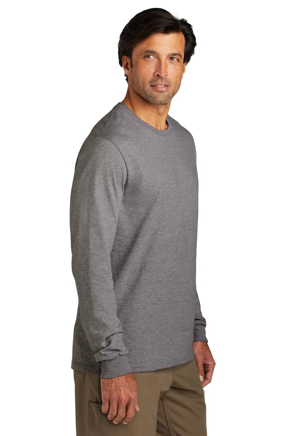 Volunteer Knitwear Mens USA Made Chore Long Sleeve Crewneck T-Shirt - Heather Dark Grey Clothing Volunteer-Knitwear