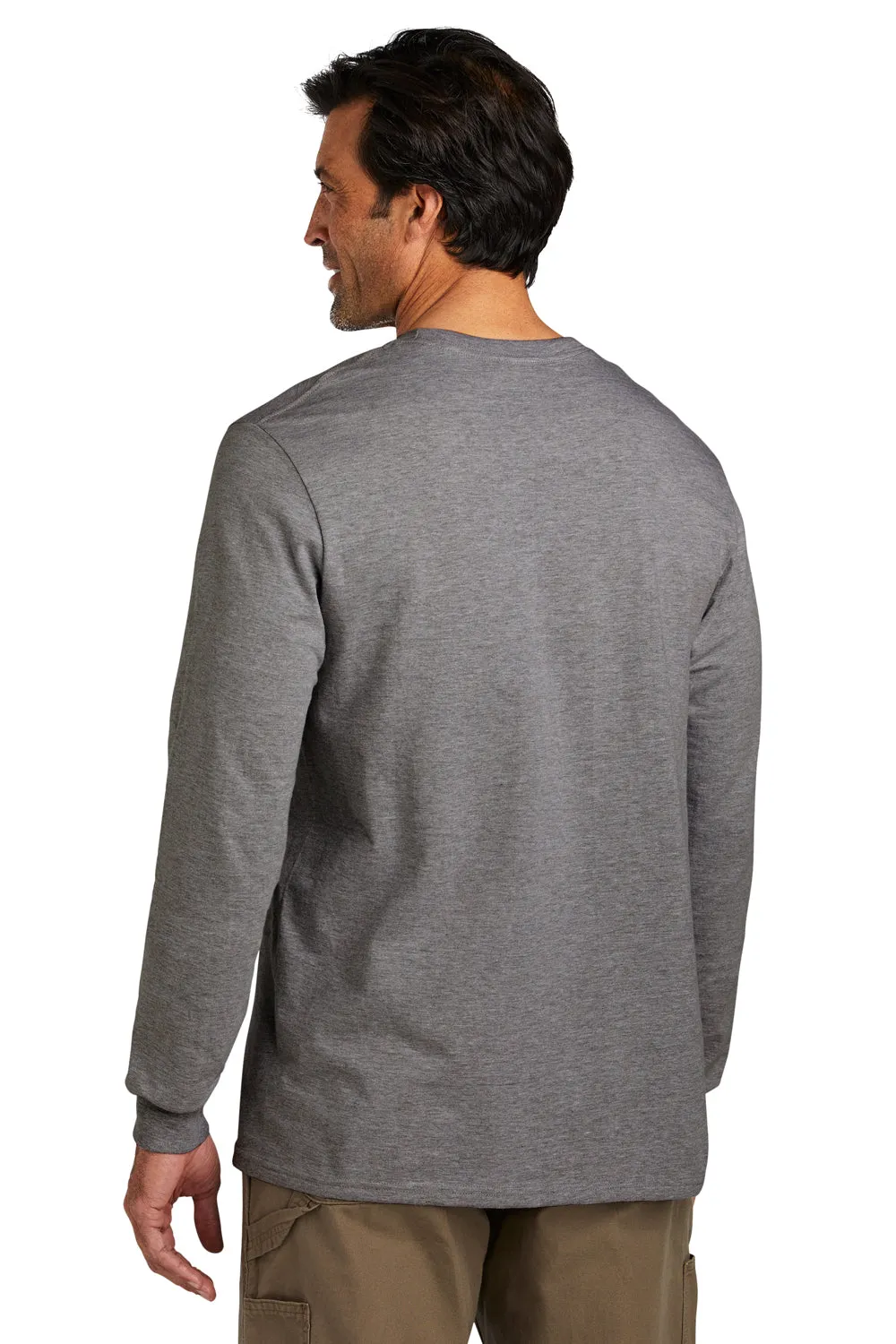 Volunteer Knitwear Mens USA Made Chore Long Sleeve Crewneck T-Shirt - Heather Dark Grey Clothing Volunteer-Knitwear