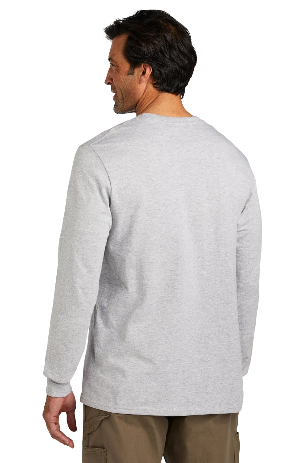 Volunteer Knitwear Mens USA Made Chore Long Sleeve Crewneck T-Shirt - Heather Grey Clothing Volunteer-Knitwear