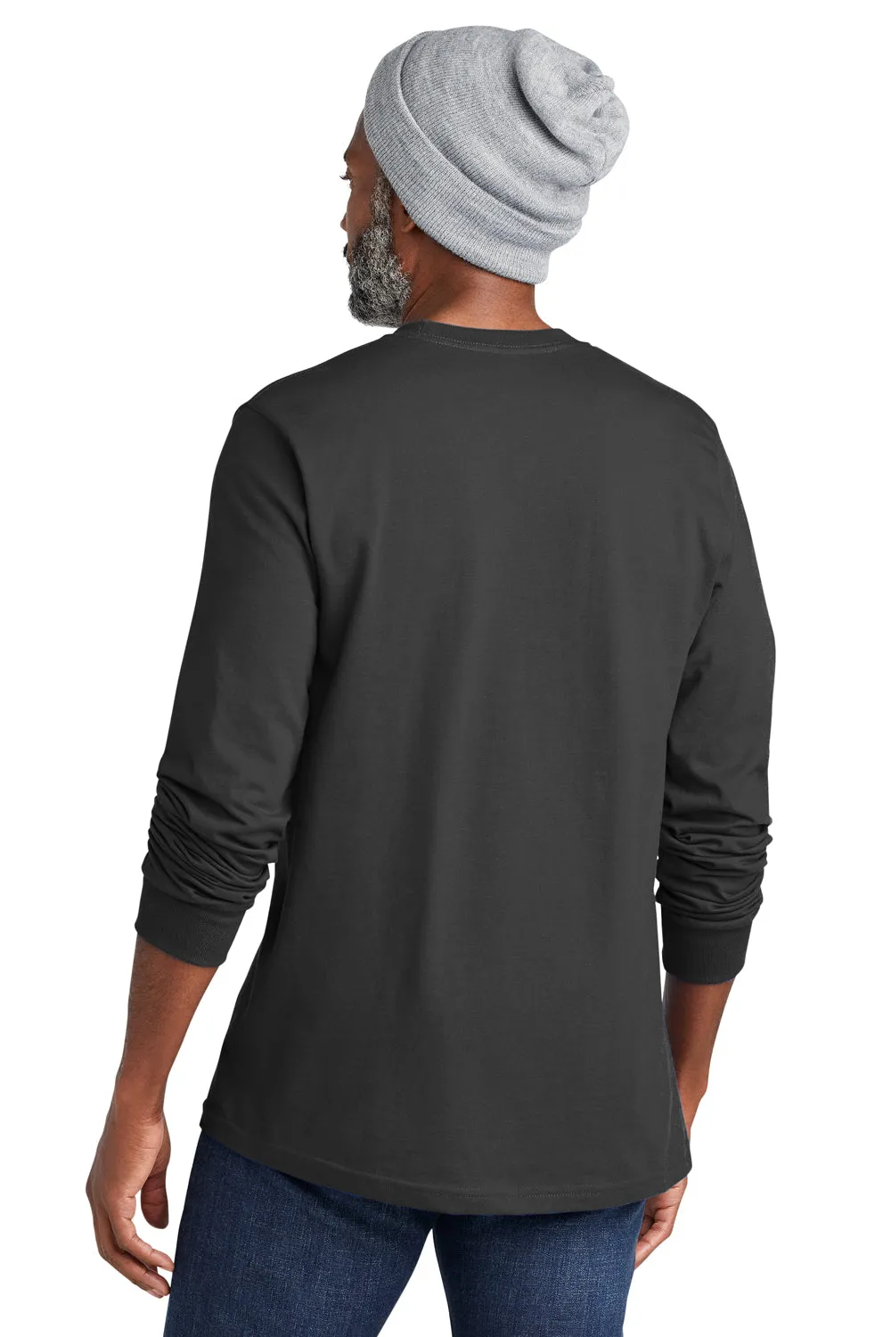 Volunteer Knitwear Mens USA Made Chore Long Sleeve Crewneck T-Shirt - Steel Grey Clothing Volunteer-Knitwear