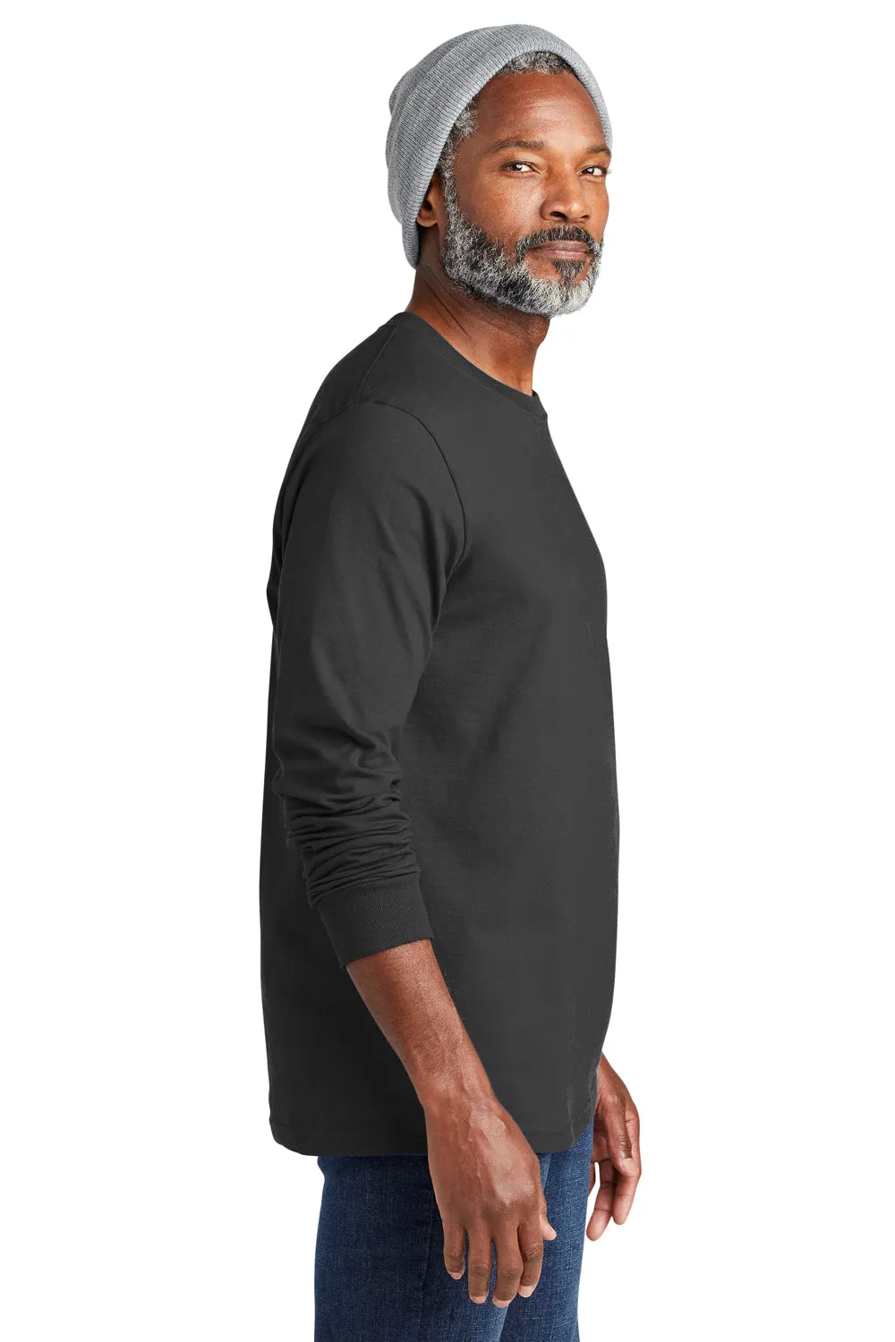 Volunteer Knitwear Mens USA Made Chore Long Sleeve Crewneck T-Shirt - Steel Grey Clothing Volunteer-Knitwear