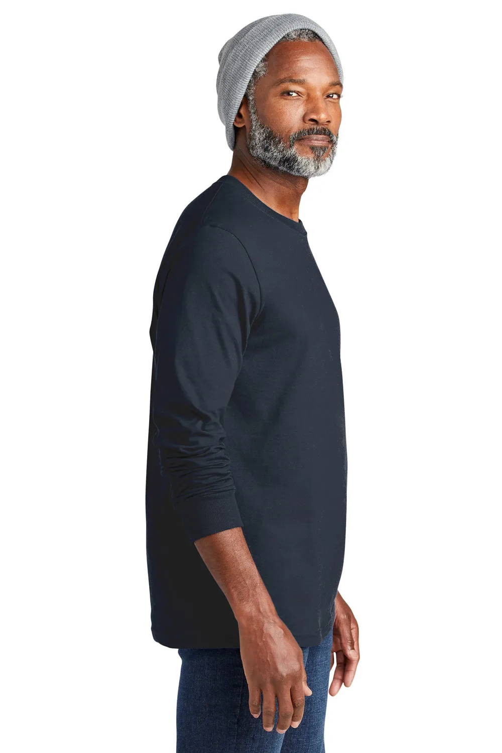 Volunteer Knitwear Mens USA Made Chore Long Sleeve Crewneck T-Shirt - Strong Navy Blue Clothing Volunteer-Knitwear