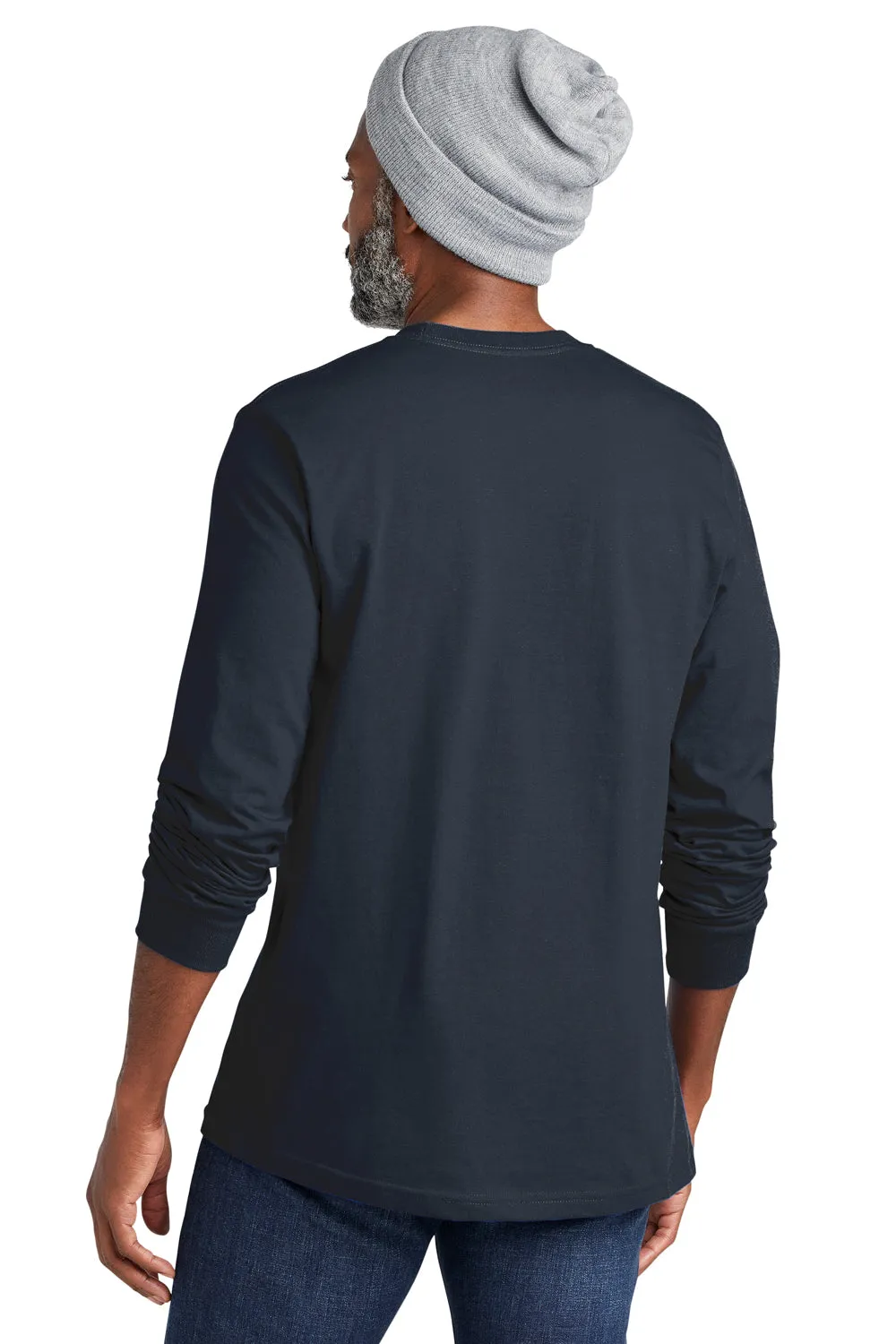 Volunteer Knitwear Mens USA Made Chore Long Sleeve Crewneck T-Shirt - Strong Navy Blue Clothing Volunteer-Knitwear