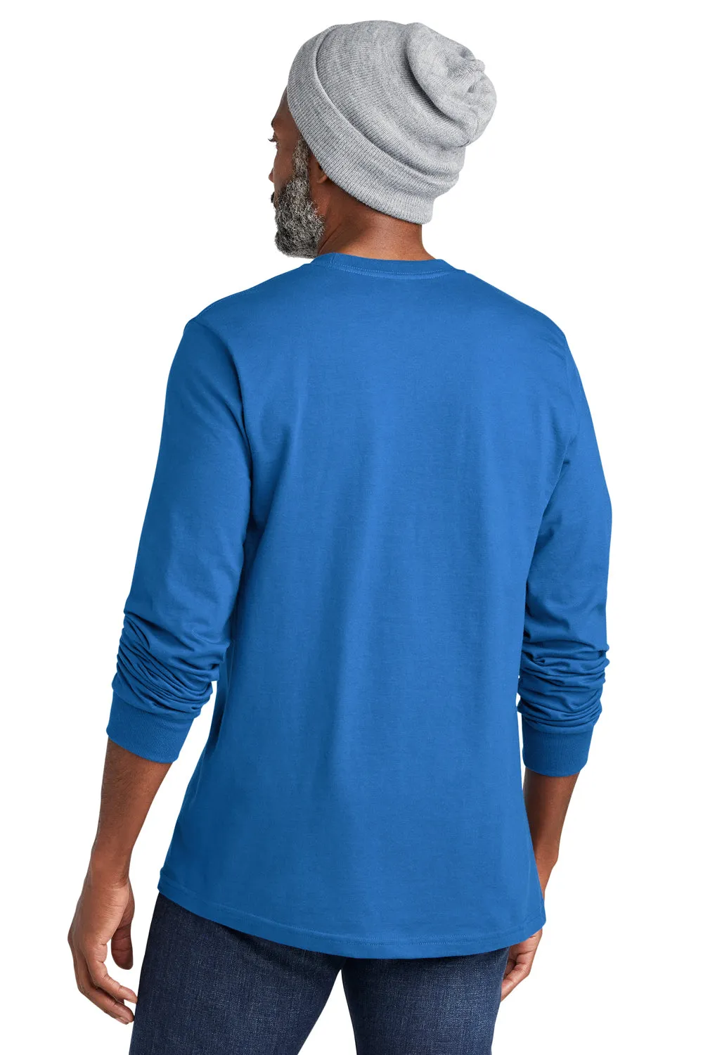 Volunteer Knitwear Mens USA Made Chore Long Sleeve Crewneck T-Shirt - True Royal Blue Clothing Volunteer-Knitwear