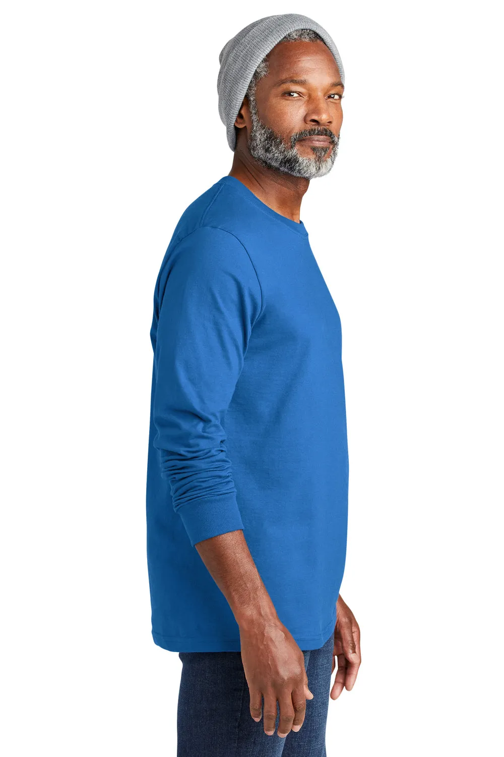 Volunteer Knitwear Mens USA Made Chore Long Sleeve Crewneck T-Shirt - True Royal Blue Clothing Volunteer-Knitwear