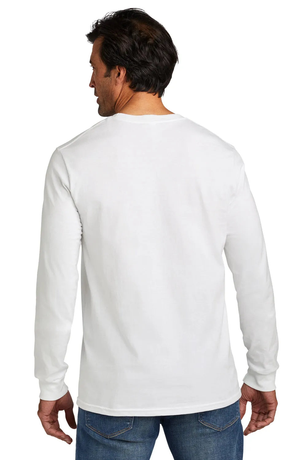 Volunteer Knitwear Mens USA Made Chore Long Sleeve Crewneck T-Shirt - White Clothing Volunteer-Knitwear