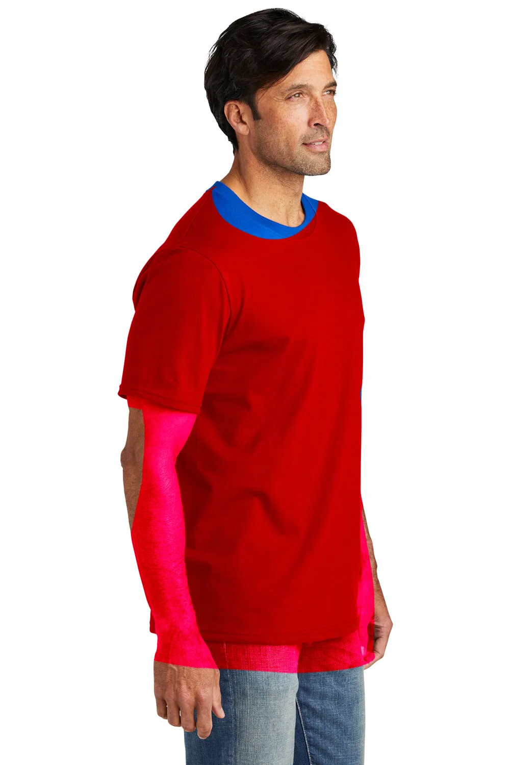 Volunteer Knitwear Mens USA Made Chore Short Sleeve Crewneck T-Shirt - Flag Red Clothing Volunteer-Knitwear