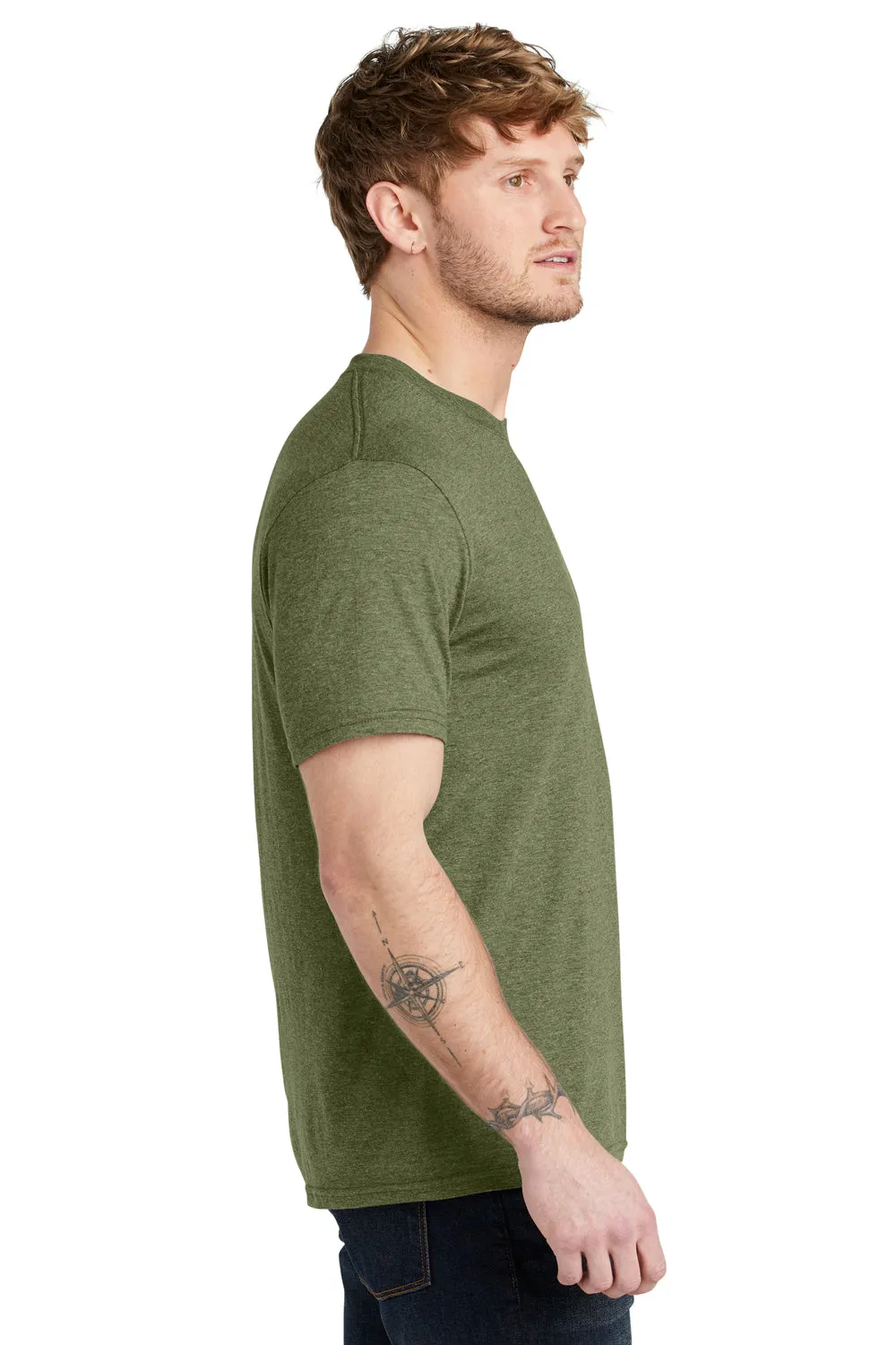 Volunteer Knitwear Mens USA Made Short Sleeve Crewneck T-Shirt - Heather Military Green Clothing Volunteer-Knitwear