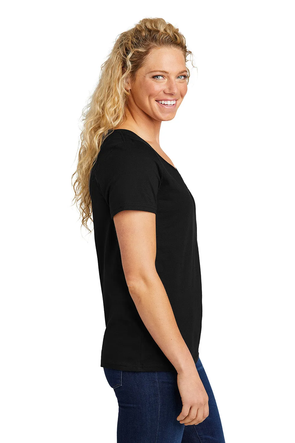 Volunteer Knitwear Womens USA Made Daily Short Sleeve V-Neck T-Shirt - Deep Black Clothing Volunteer-Knitwear
