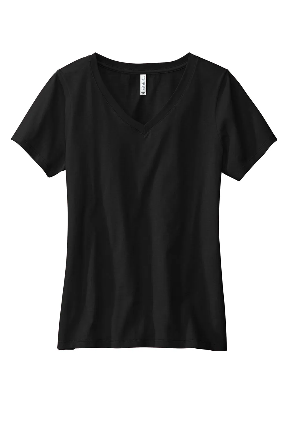 Volunteer Knitwear Womens USA Made Daily Short Sleeve V-Neck T-Shirt - Deep Black Clothing Volunteer-Knitwear