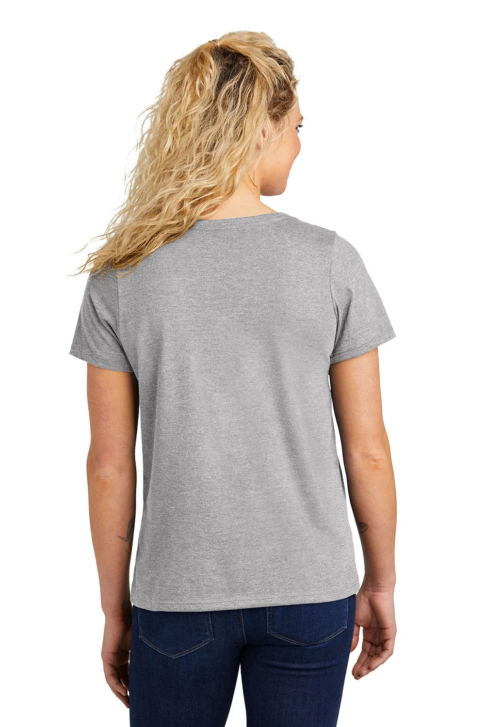 Volunteer Knitwear Womens USA Made Daily Short Sleeve V-Neck T-Shirt - Heather Grey Clothing Volunteer-Knitwear