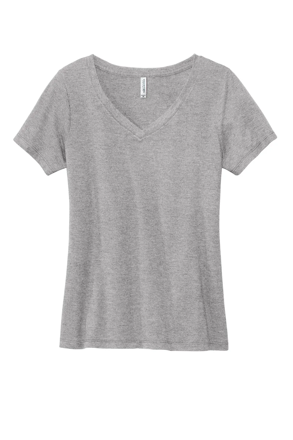 Volunteer Knitwear Womens USA Made Daily Short Sleeve V-Neck T-Shirt - Heather Grey Clothing Volunteer-Knitwear
