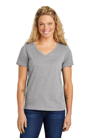 Volunteer Knitwear Womens USA Made Daily Short Sleeve V-Neck T-Shirt - Heather Grey Clothing Volunteer-Knitwear