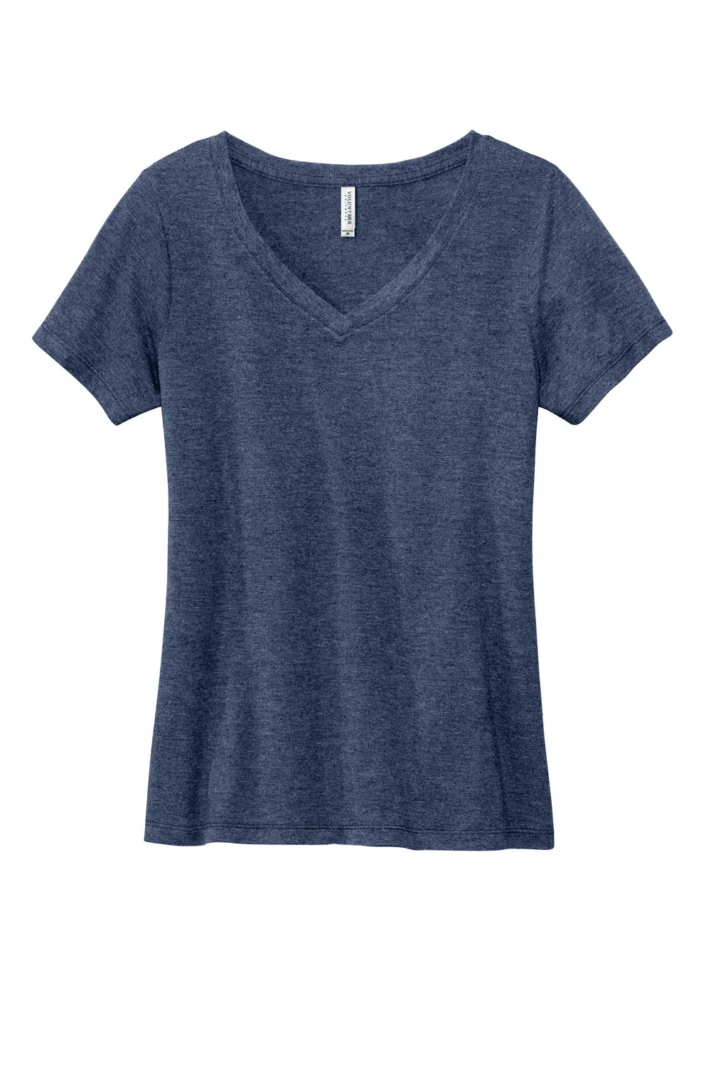 Volunteer Knitwear Womens USA Made Daily Short Sleeve V-Neck T-Shirt - Heather Navy Blue Clothing Volunteer-Knitwear