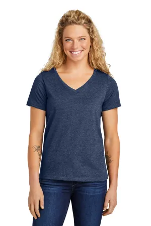 Volunteer Knitwear Womens USA Made Daily Short Sleeve V-Neck T-Shirt - Heather Navy Blue Clothing Volunteer-Knitwear