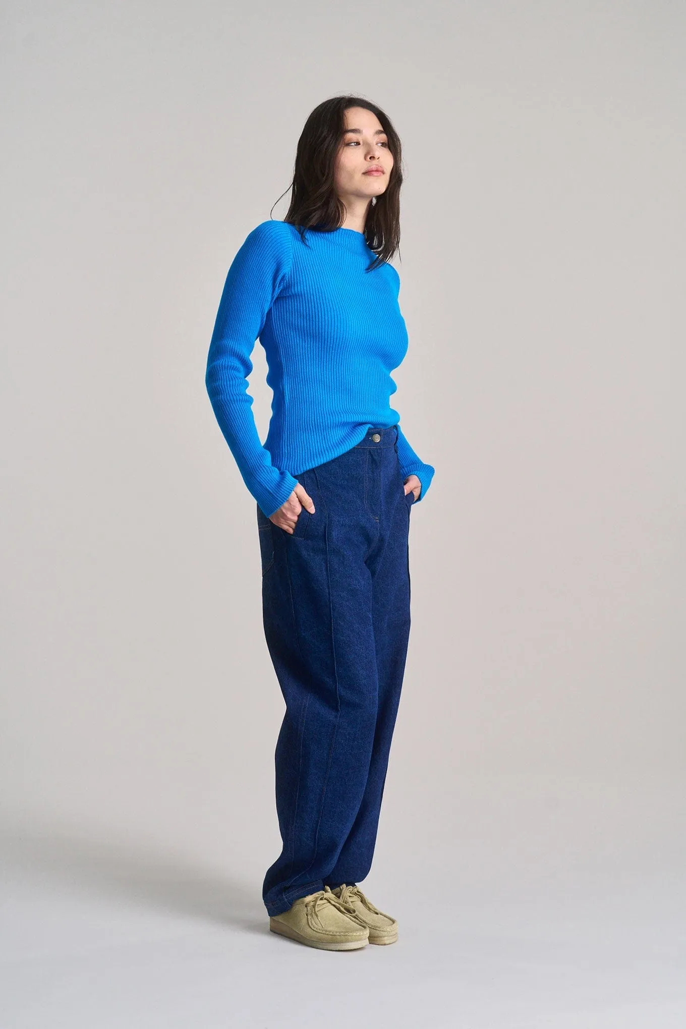 Wasabi Women's Organic Cotton Rib Jumper | French Blue