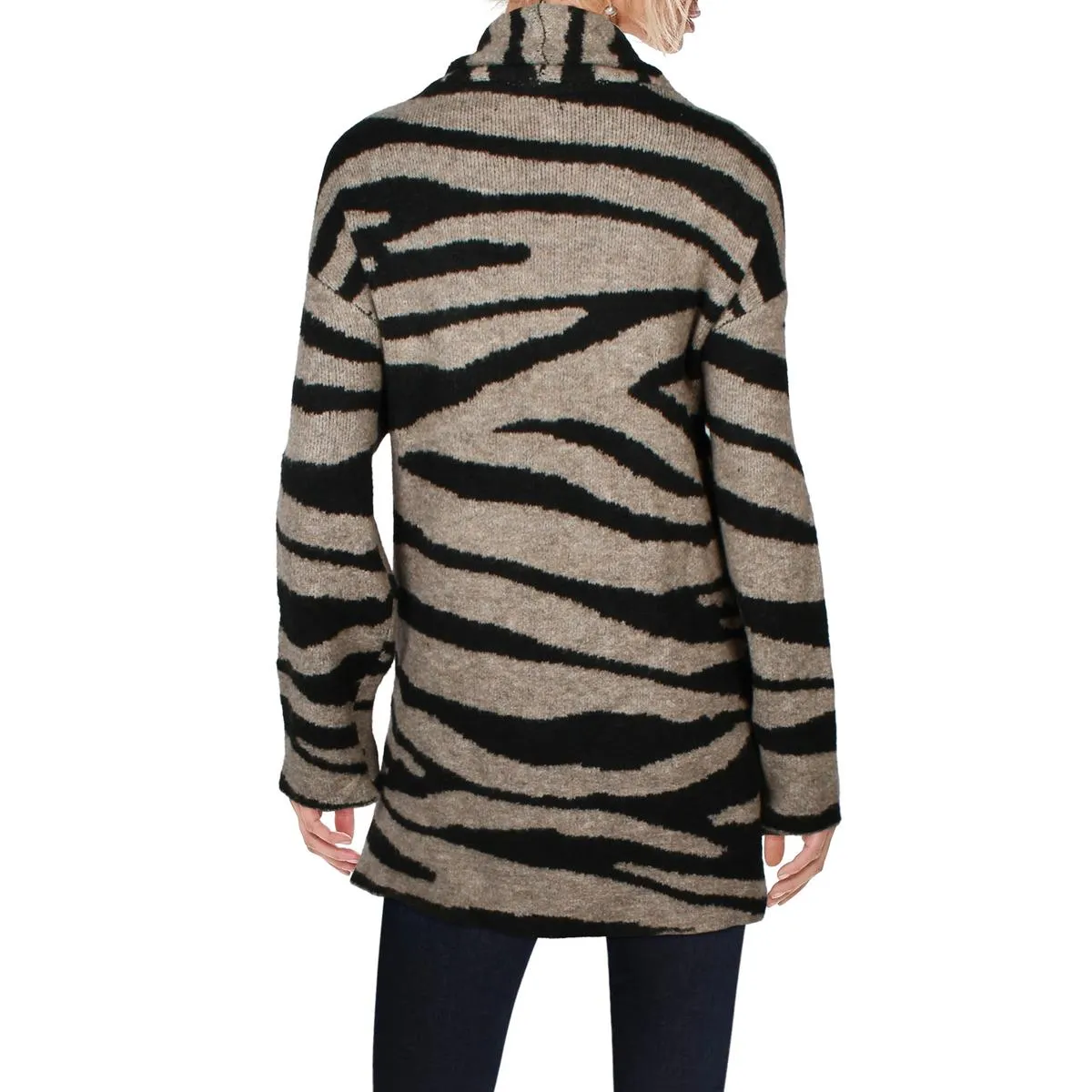 Womens Animal Print Open Front Cardigan Sweater