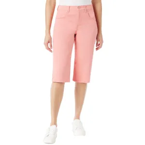 Womens Capri Button Trim Casual Shorts