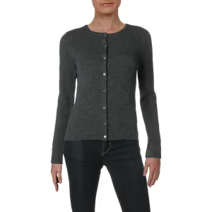 Womens Cashmere Ribbed Trim Cardigan Sweater