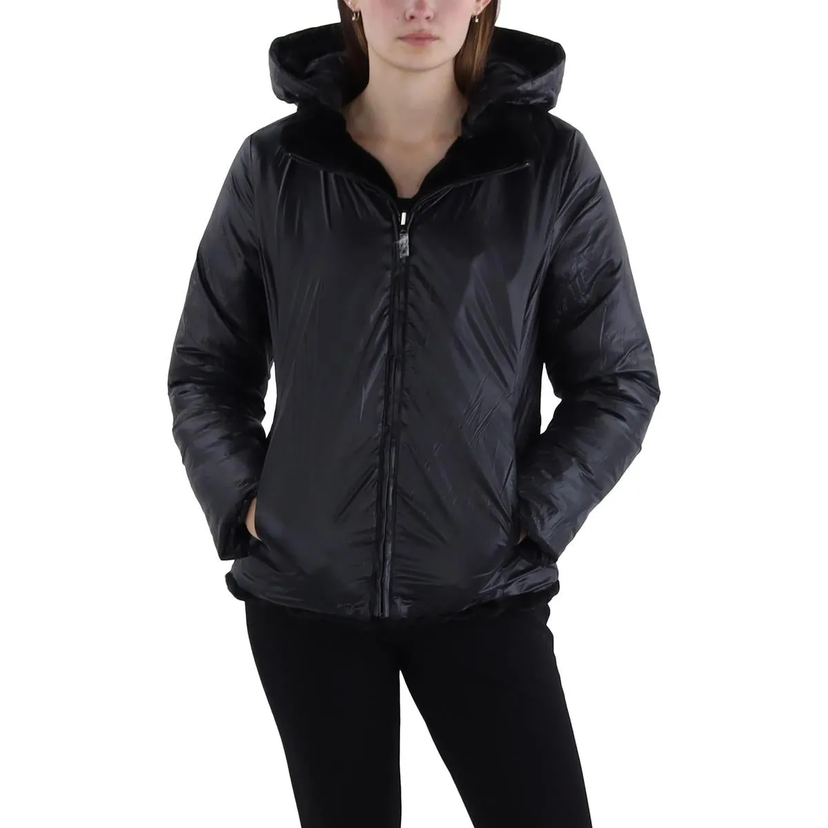 Womens Faux Fur Puffer Faux Fur Coat