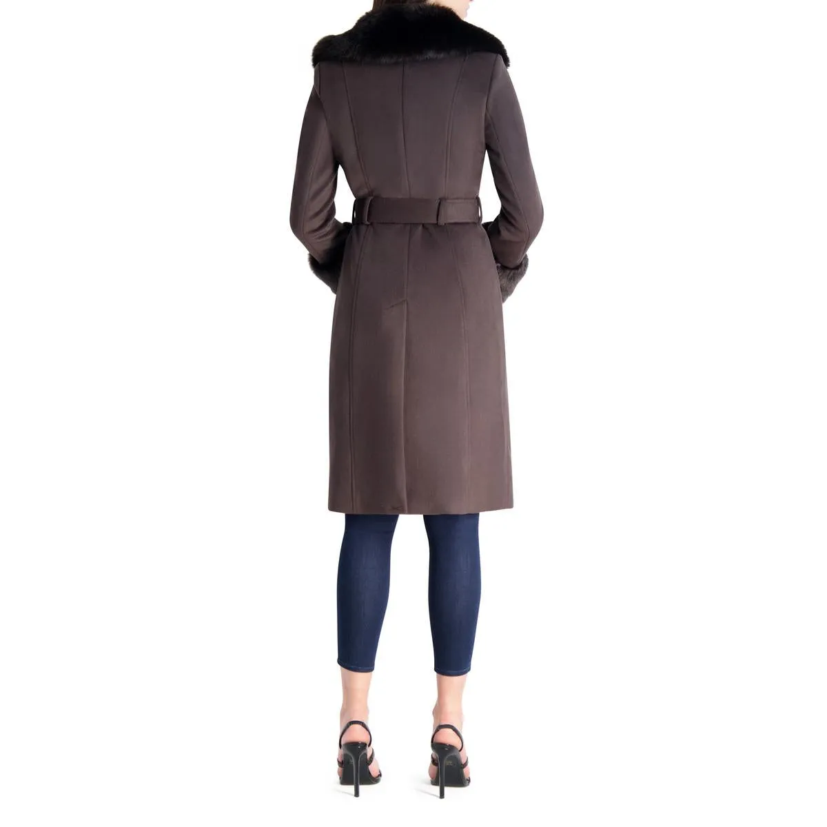 Womens Faux Fur Slimming Wool Coat