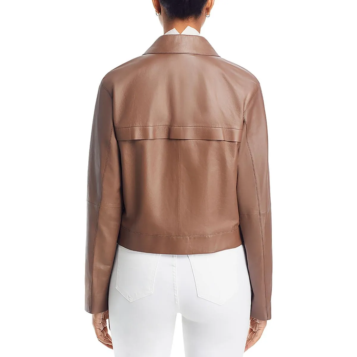 Womens Faux Leather Long Sleeve Bomber Jacket