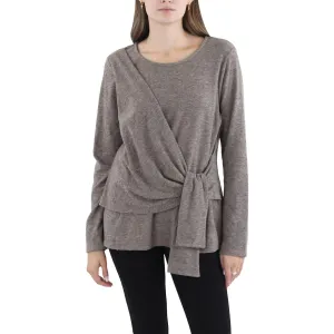 Womens Fleece Drape Front Pullover Sweater