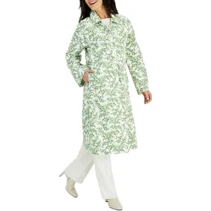 Womens Floral Print Long Raincoat