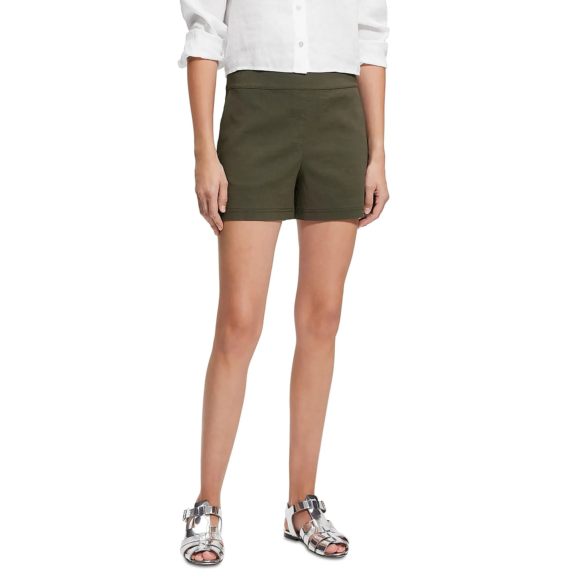 Womens High Rise Solid Casual Shorts